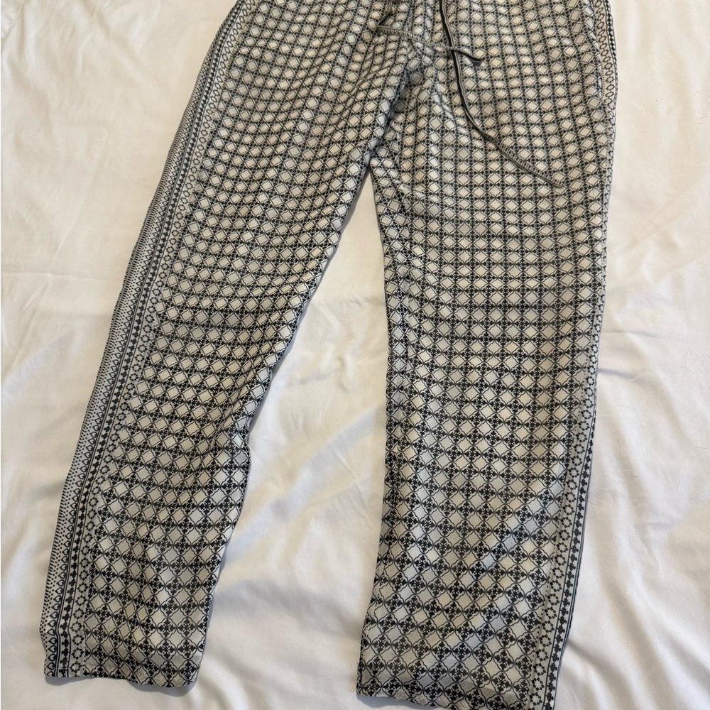 Joie Silk Black and White Patterned Joggers
